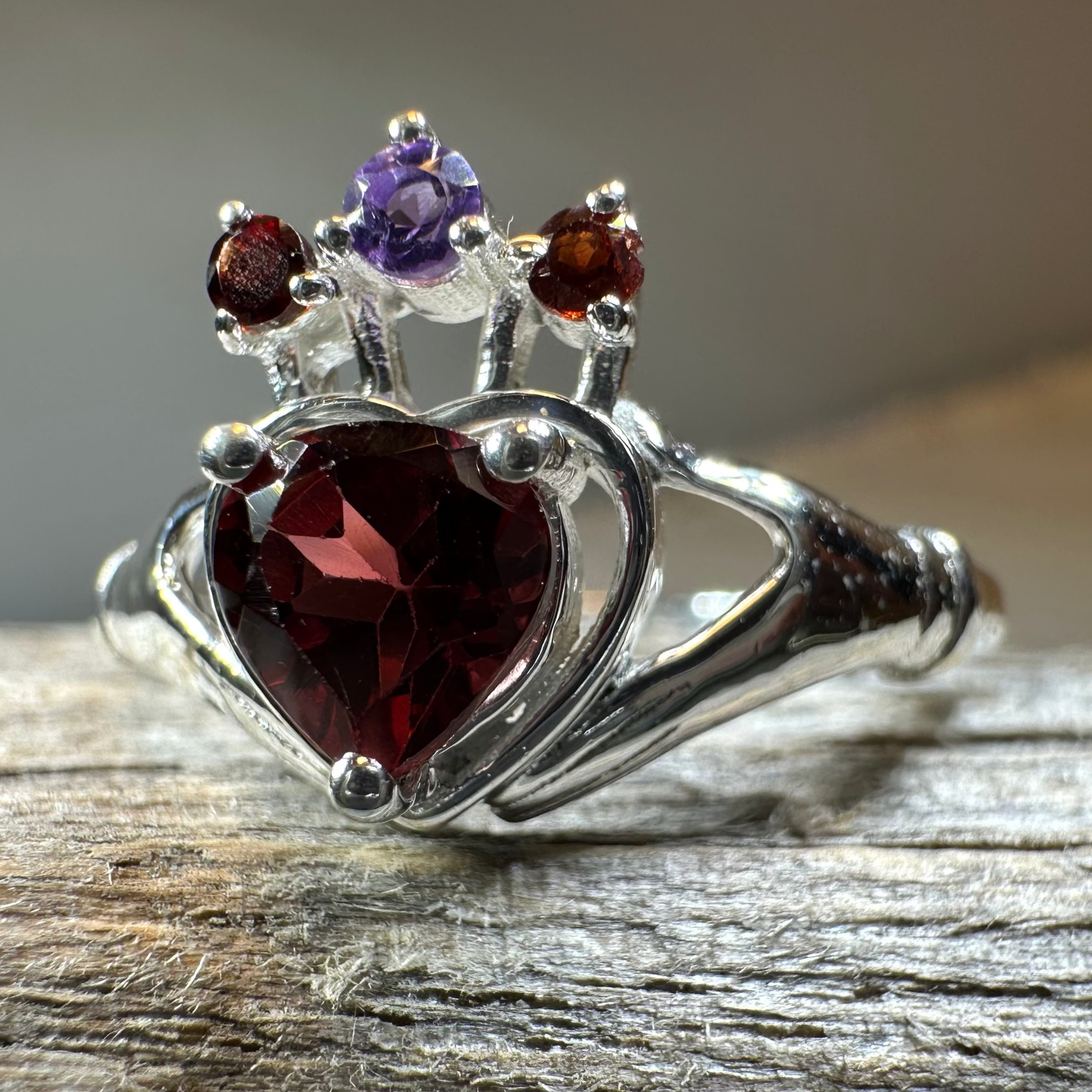Royal Garnet Claddagh Ring