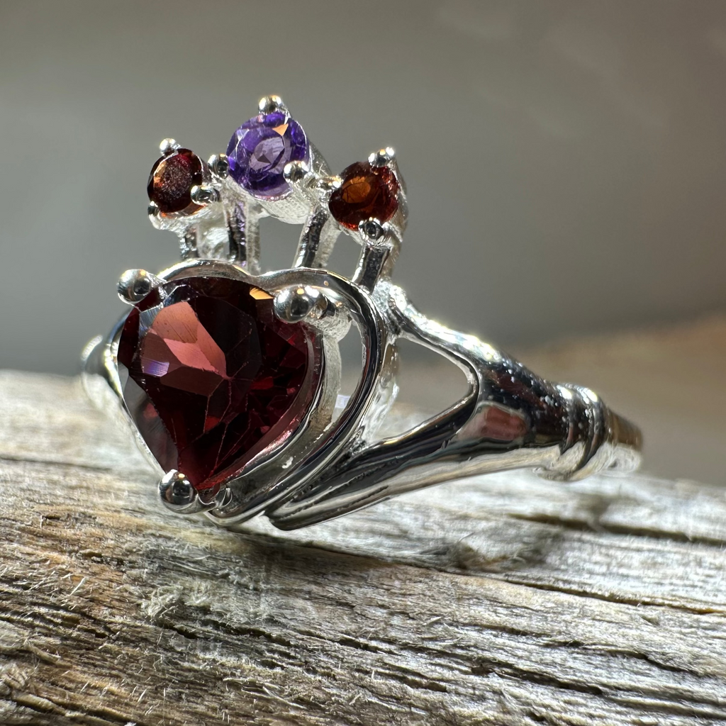 Royal Garnet Claddagh Ring