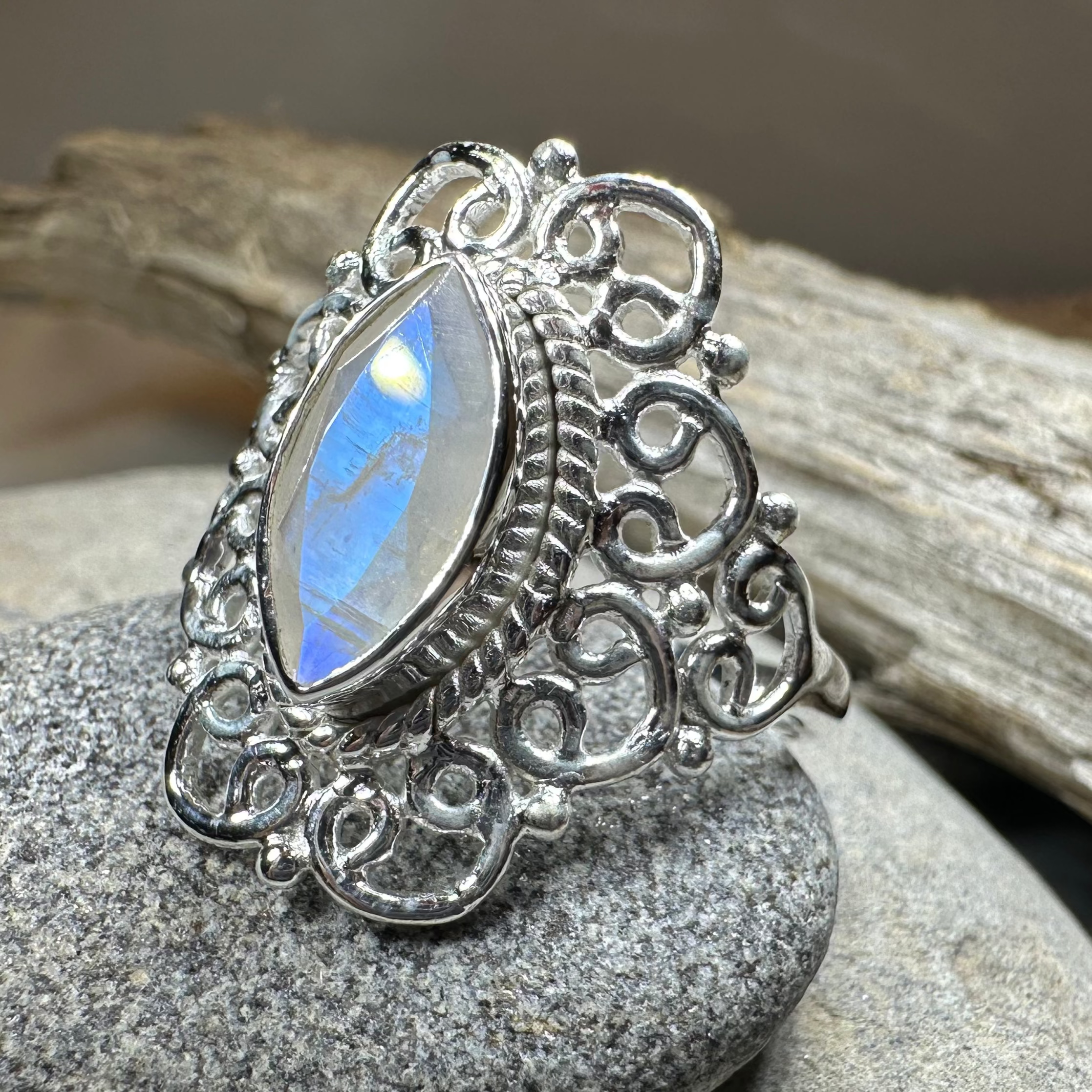 Orenda Celtic Spiral Moonstone Ring