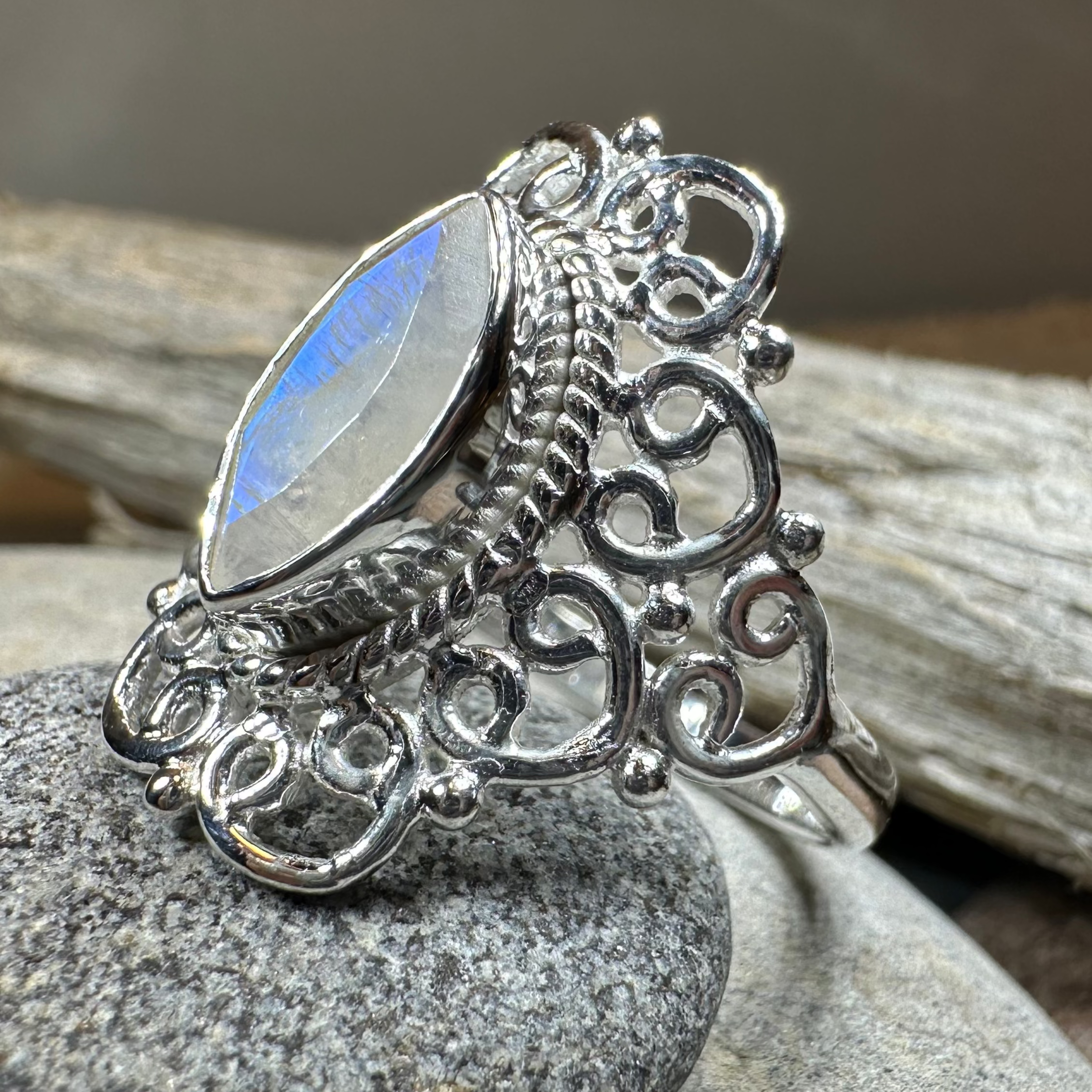 Orenda Celtic Spiral Moonstone Ring