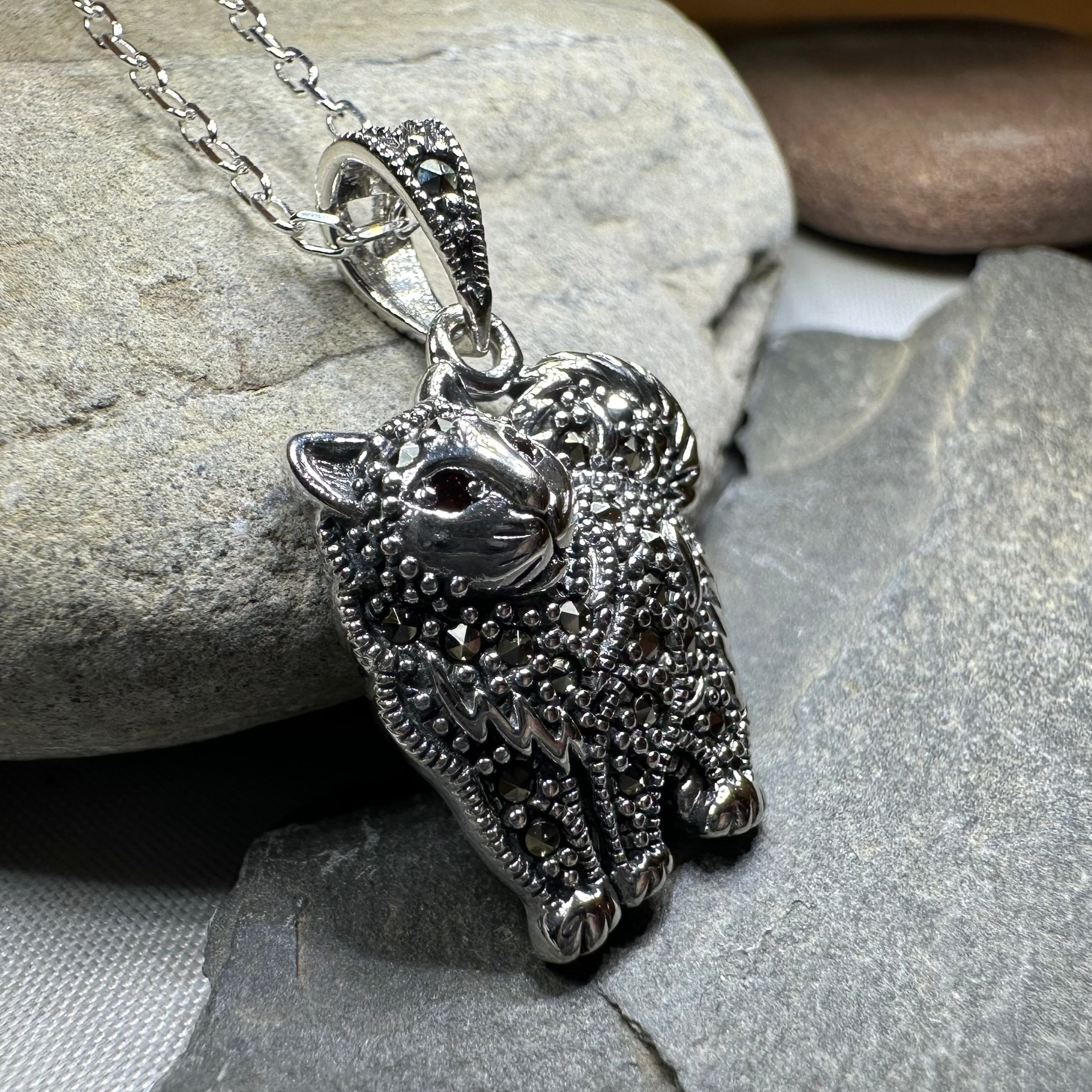 Simba Marcasite Cat Necklace