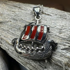 Red Sails Viking Ship Necklace