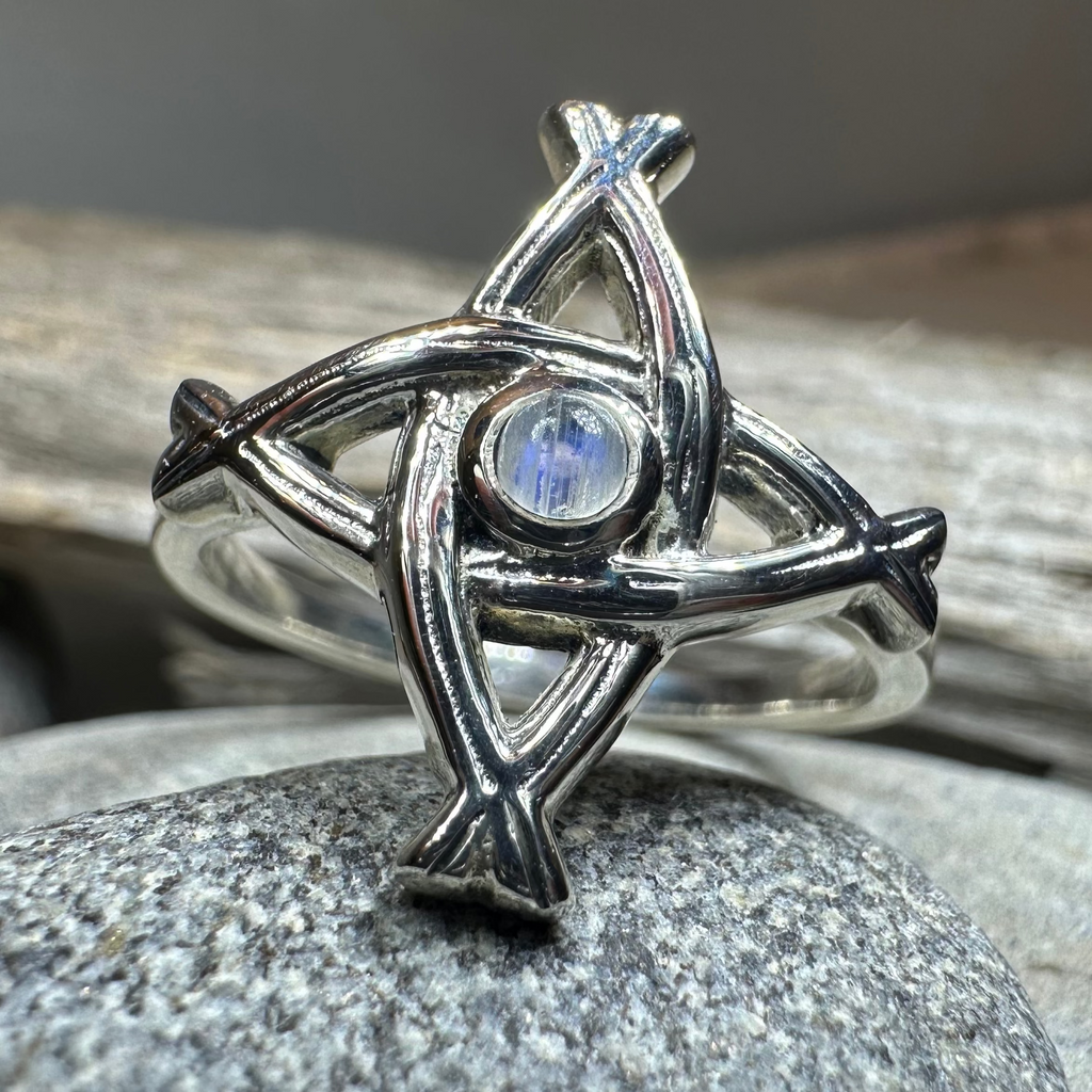 Moonstone Saint Brigid's Cross Ring