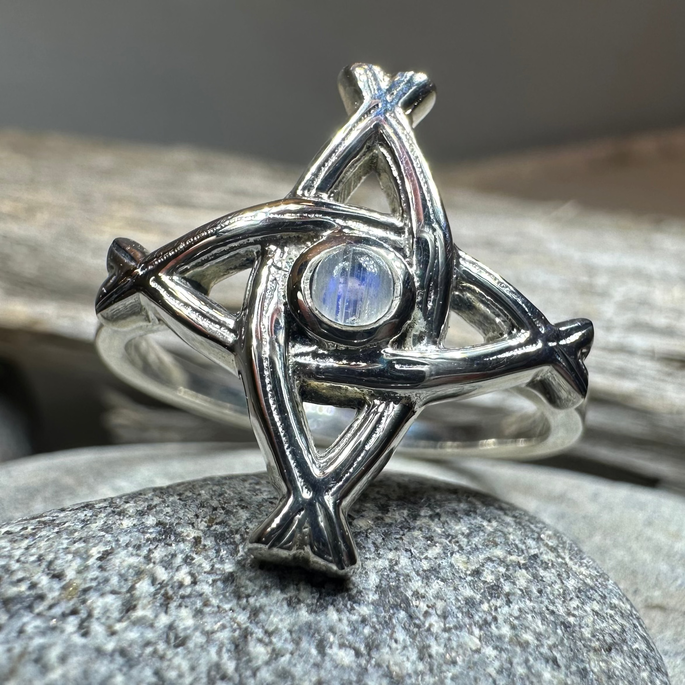 Moonstone Saint Brigid's Cross Ring