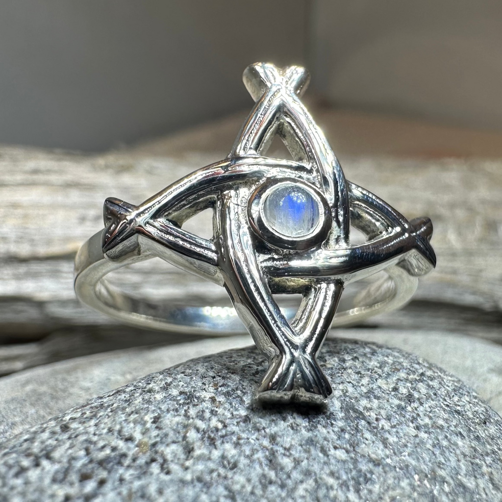 Moonstone Saint Brigid's Cross Ring