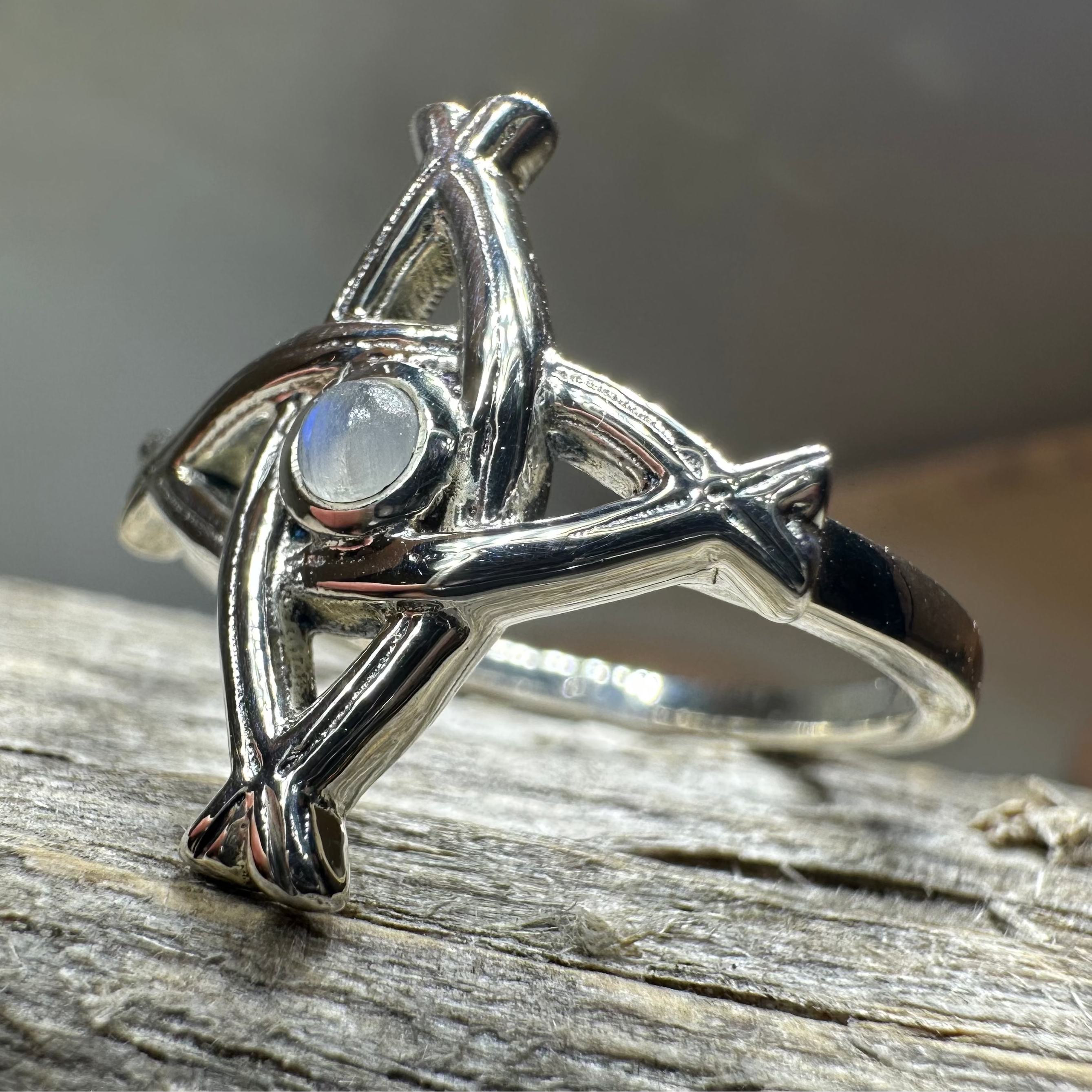 Moonstone Saint Brigid's Cross Ring