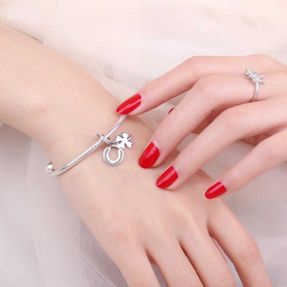 Women's Silver Plated Clover And Horseshoe Charm