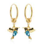 Limited Edition Flying Hummingbird Earrings with Zirconia Inlay