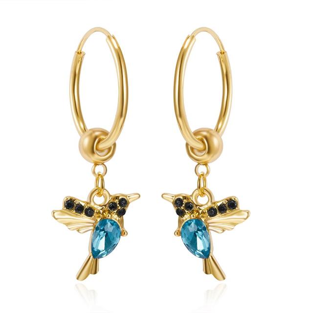 Limited Edition Flying Hummingbird Earrings with Zirconia Inlay