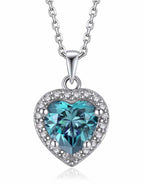 Silver Solitaire Cluster Heart Pendant Necklace For Women