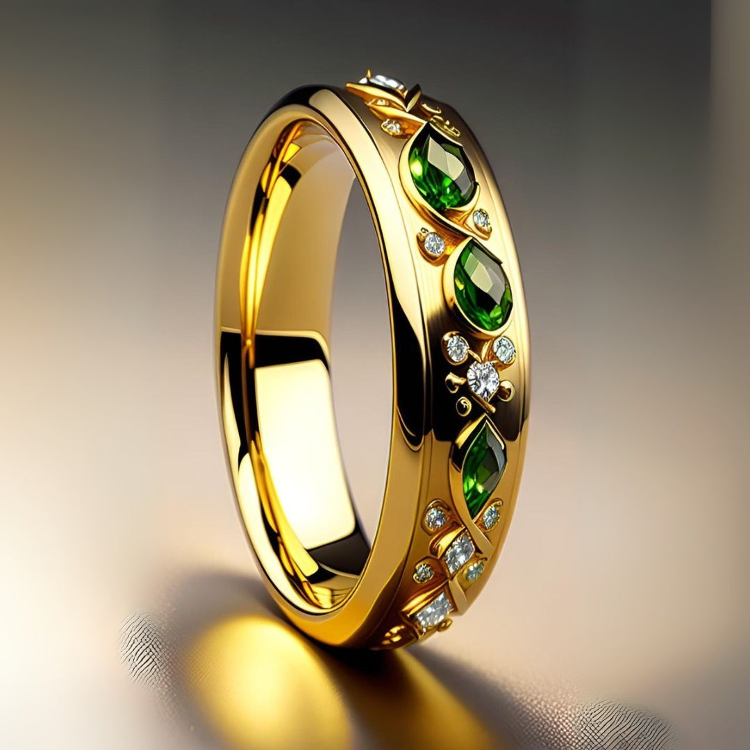 Exotic Green Crystal Trail Fine Ring