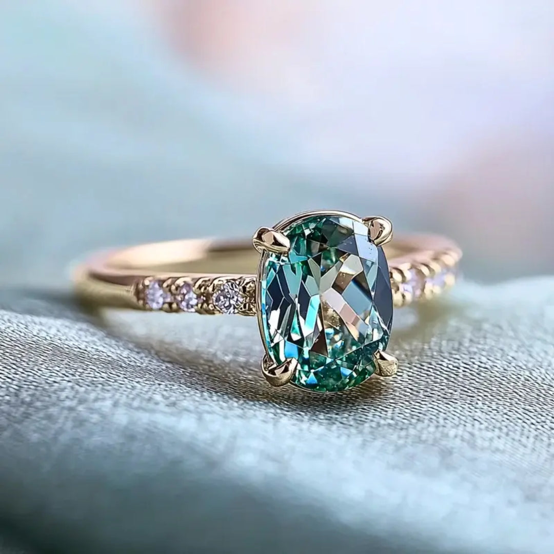Turquoise Round Glass Ring