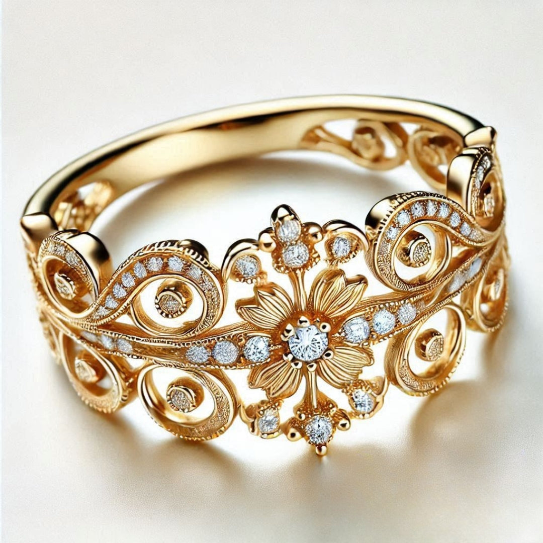 Exotic Blossom Zirconia Golden Ring