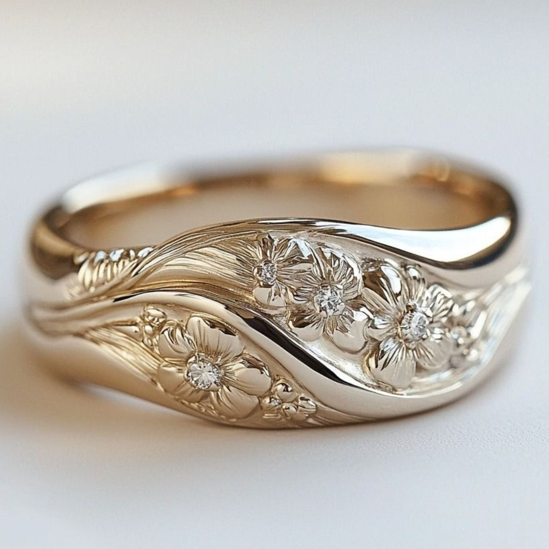 Exotic Wavy Blossom Silver Ring