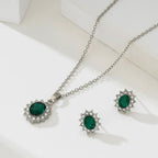 Exclusive Emerald Elegance Silver Jewelry Set