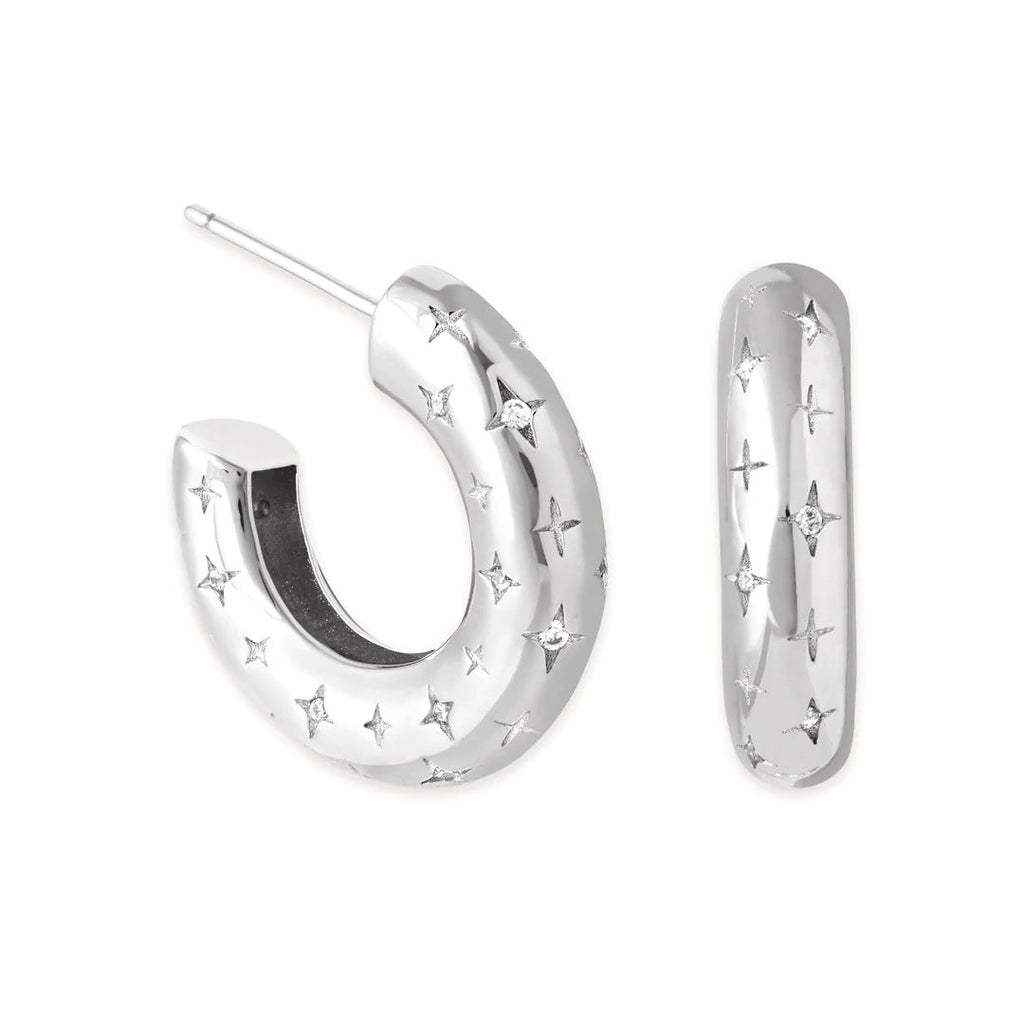 Cosmic Hoop Earrings | White Gold