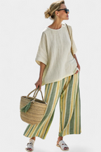 Ellowyn | Sophisticated Top & Striped Linen Pants