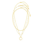 Gold Open Circle Three Row Necklace