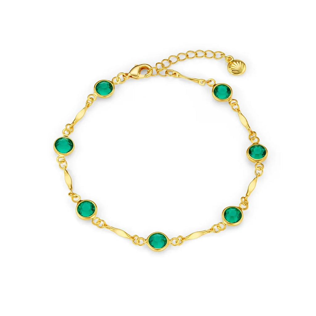 Gold Emerald Link Chain Bracelet