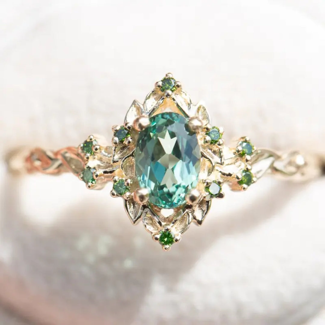 Exotic Green Oval Crystal Ring