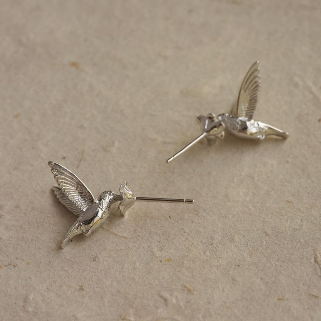Silvered Hummingbird Earrings