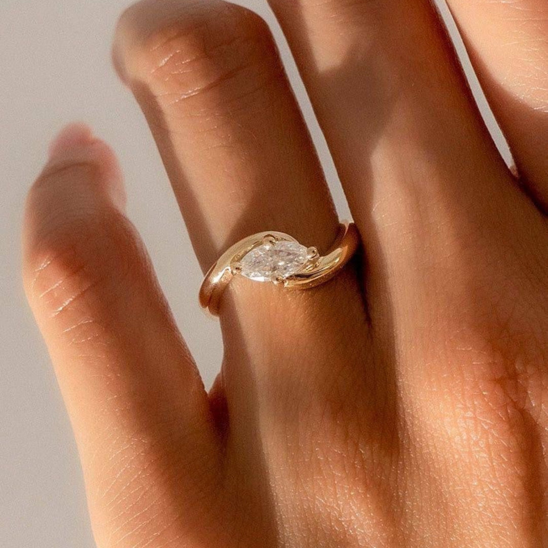 Spiral Crystalline Gold Ring