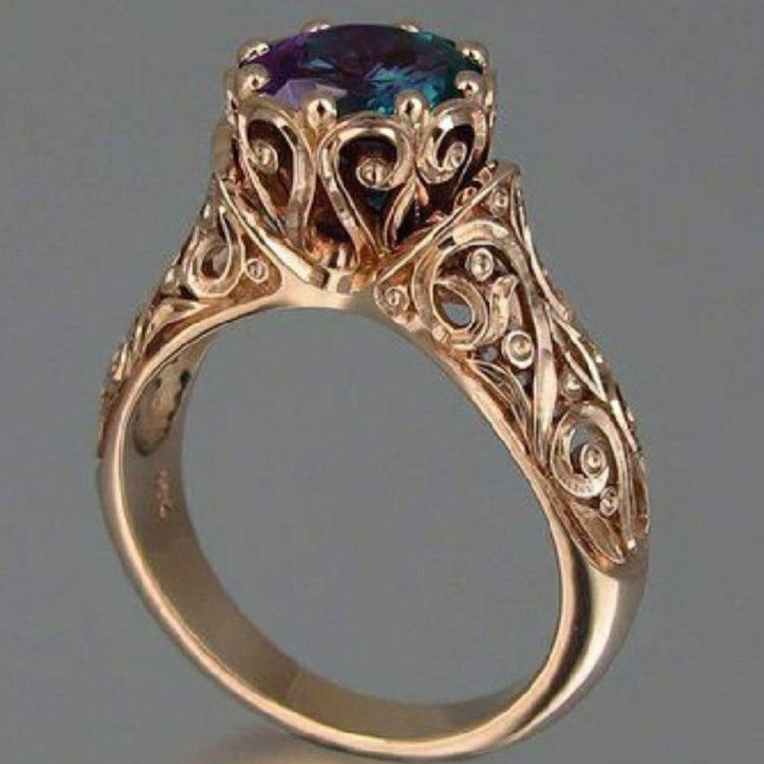 Exotic Colorful Inlaid Crystal Ring