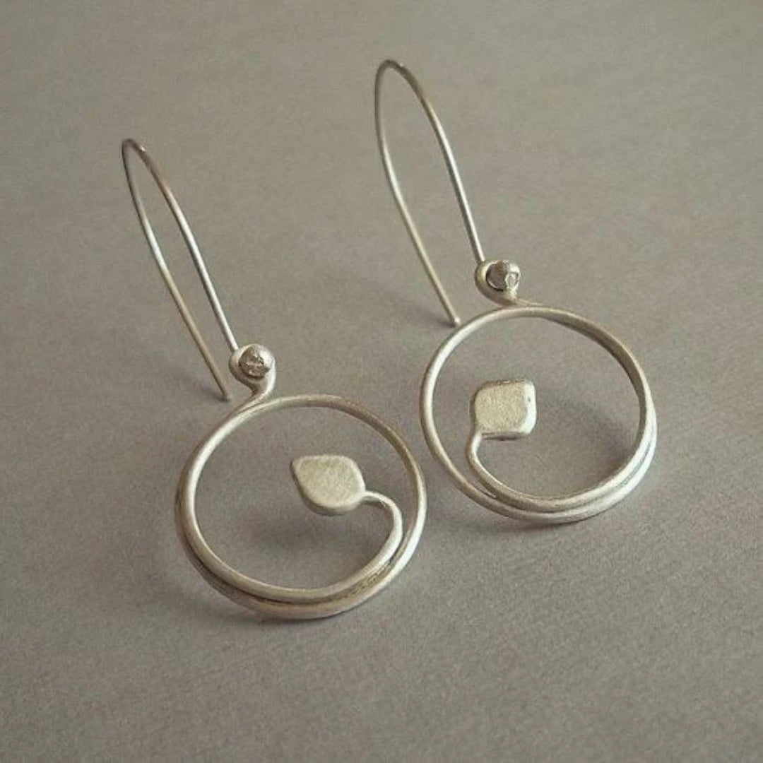 Silvered Thin Dangling Earrings
