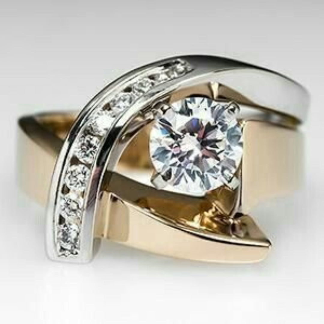 Gold & Silver Orbit Crystal Ring