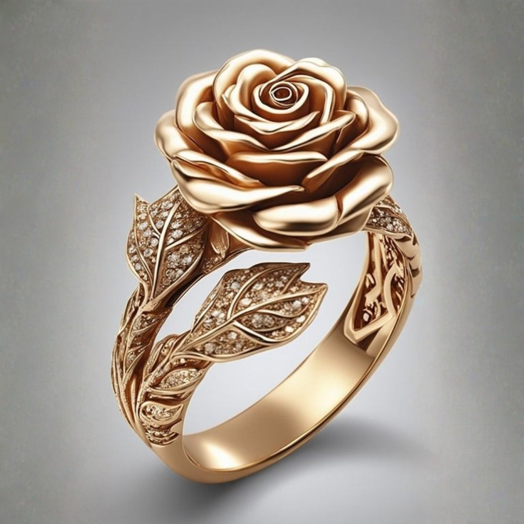 Golden Exotic Rose Ring