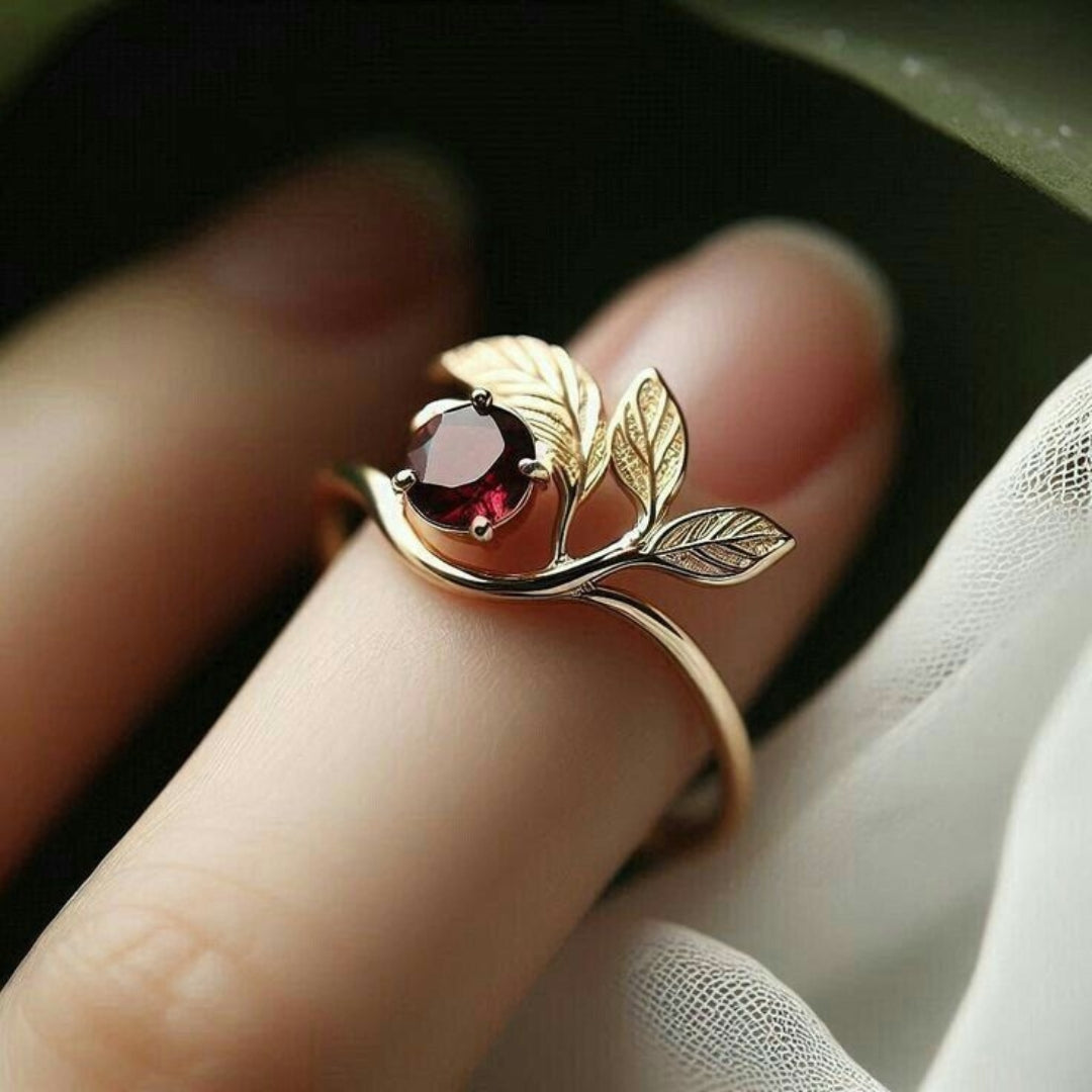 Red Crystal Gold Plated Ring