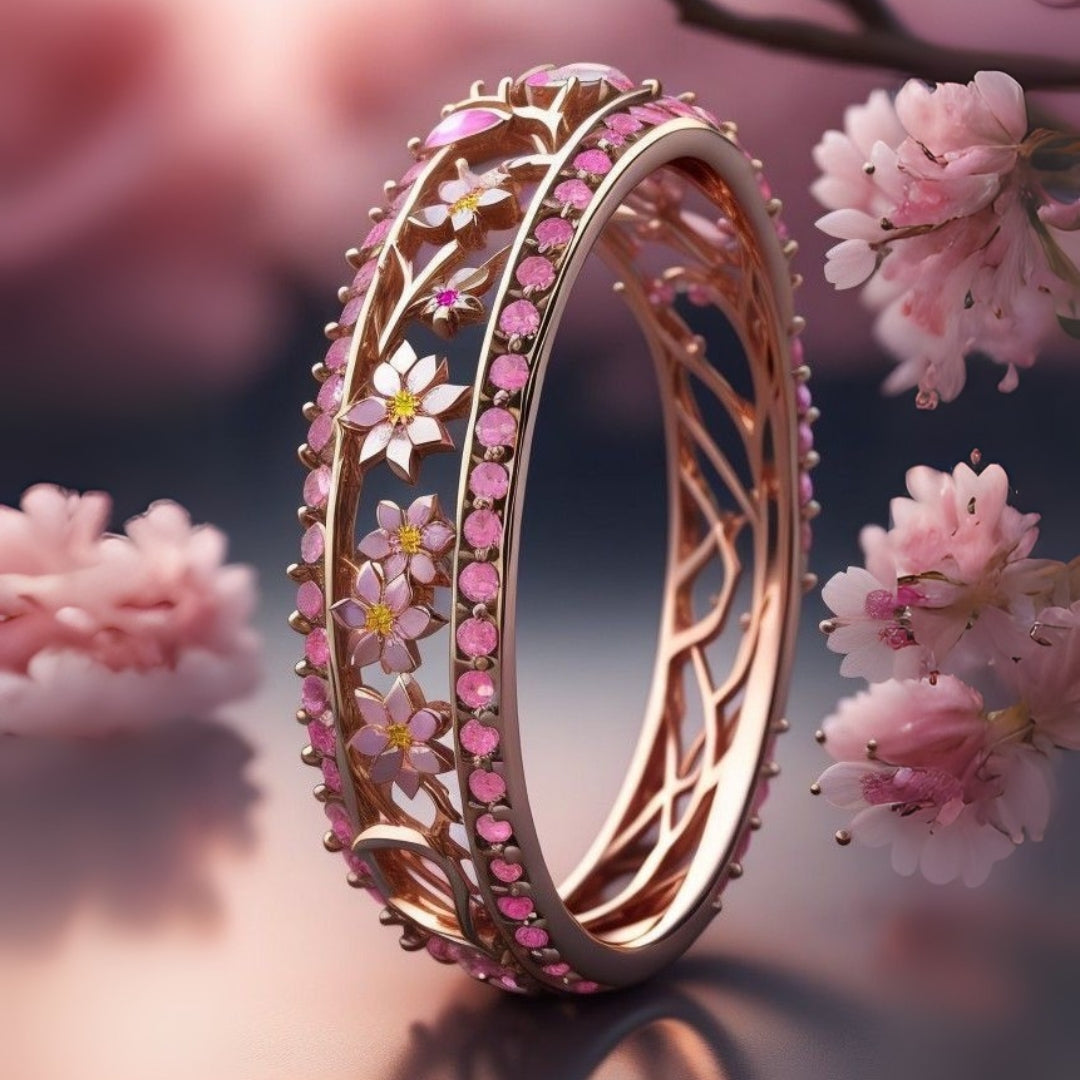 Exotic Pink Hollow Flower Ring