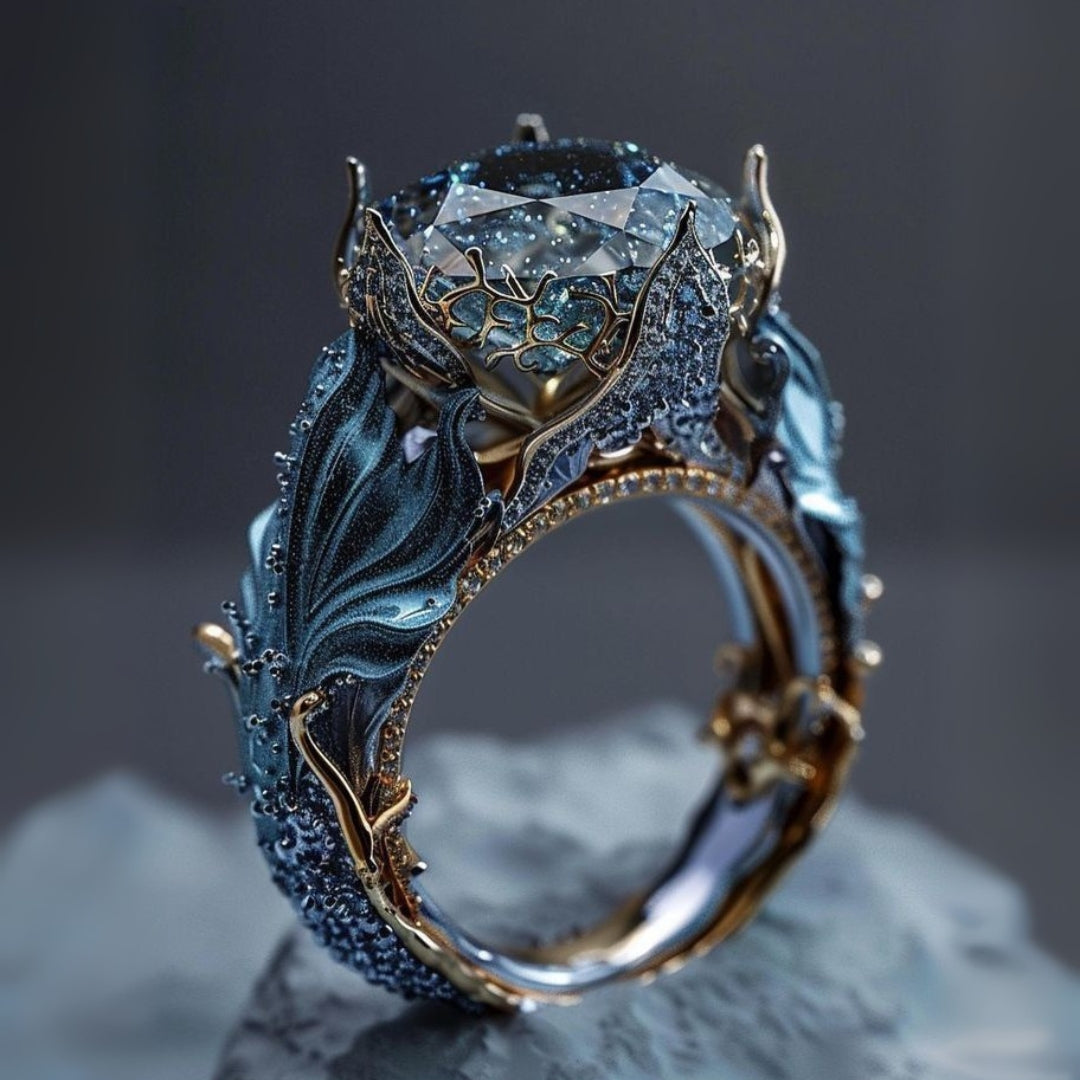 Exotic Pure Blue Crystal Ring