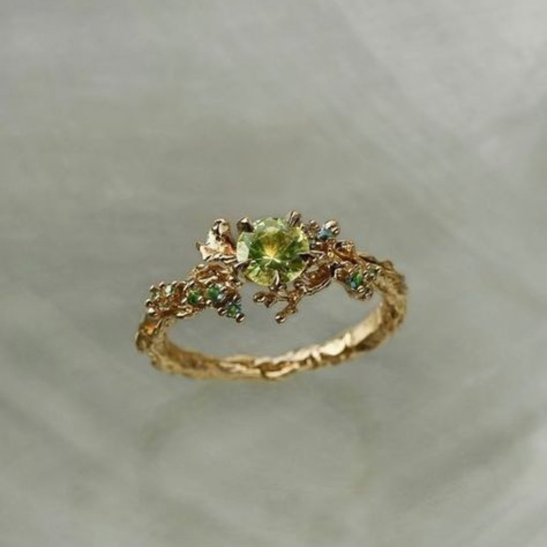 Green Olive Gold Ring