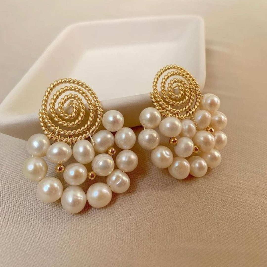 Pearl Circular Gold Earrings