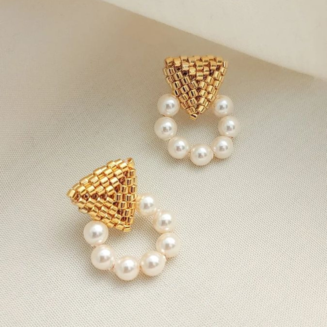 Hoop Pearl Golden Earrings