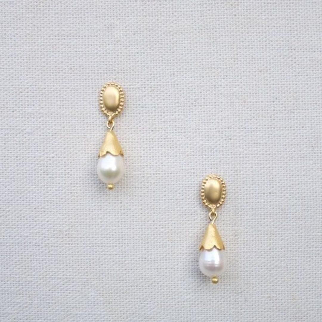 Pearl Drop Gold Earrings