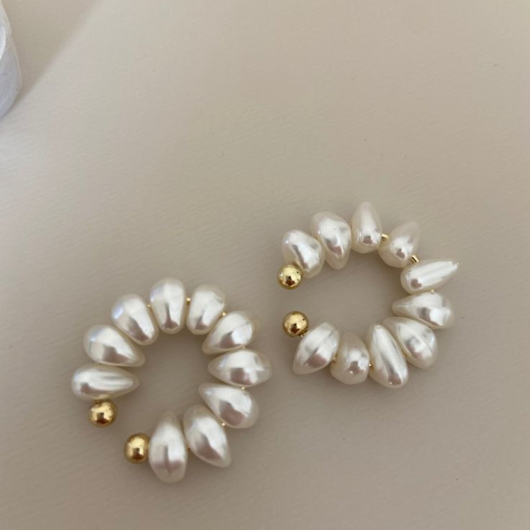 White Baroque Pearl Earrings