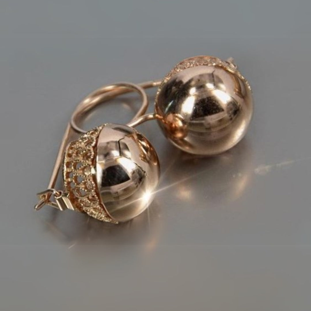 Rounded Golden Glass Earrings