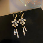 Gold Zirconia Daisy Pendant Earrings
