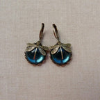 Unique Antique Gold Blue Crystal Earrings