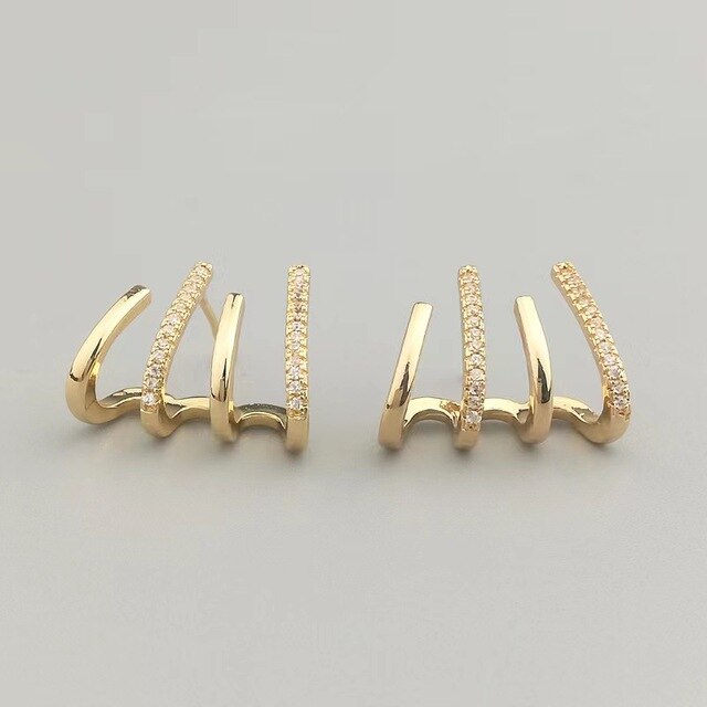 Nut Earrings with Zircons in Gold and Silver