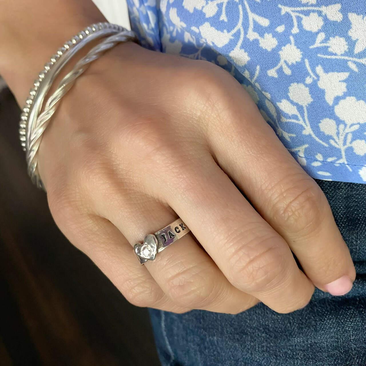 Personalized Heart Birthstone Ring