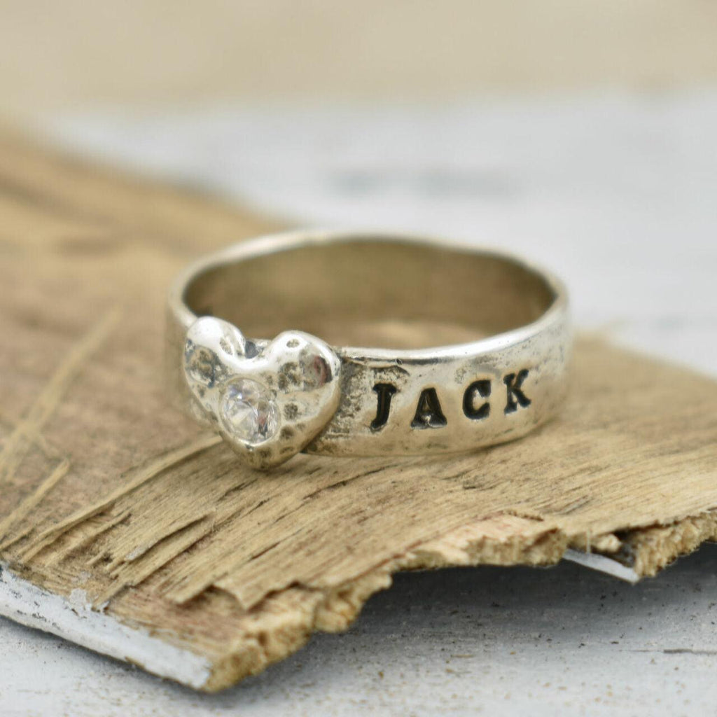 Personalized Heart Birthstone Ring