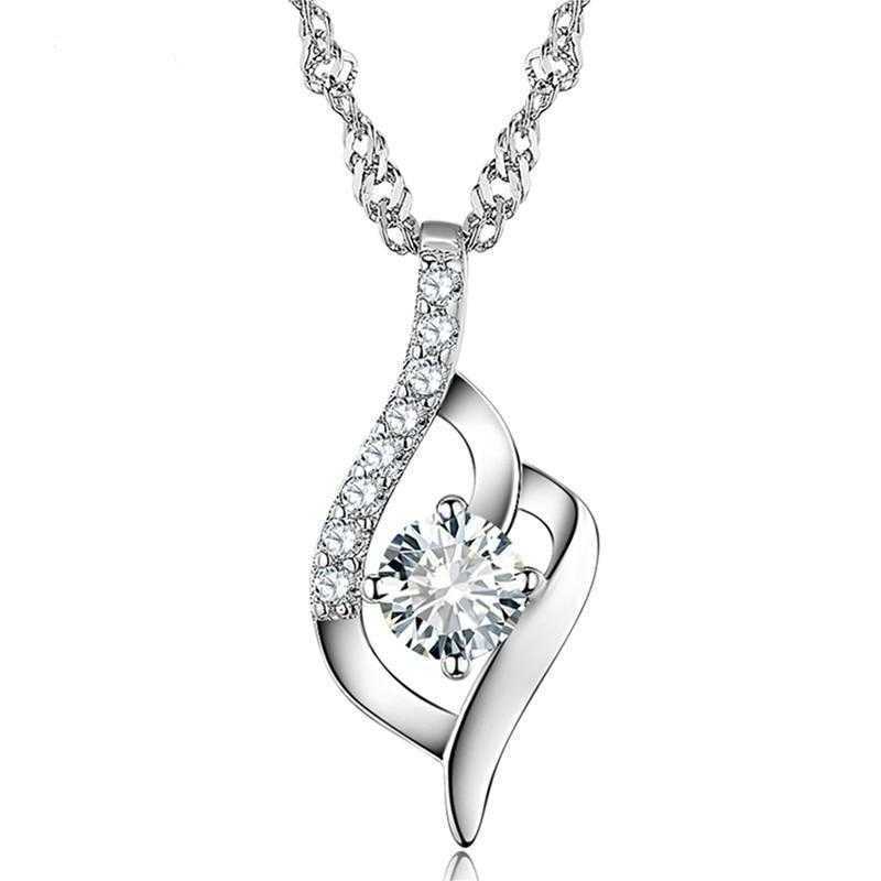 Women's Silver Plated Heart-Shaped Charm Necklace With Birthday Message Card