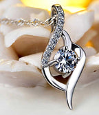 Women's Silver Plated Heart-Shaped Charm Necklace With Birthday Message Card