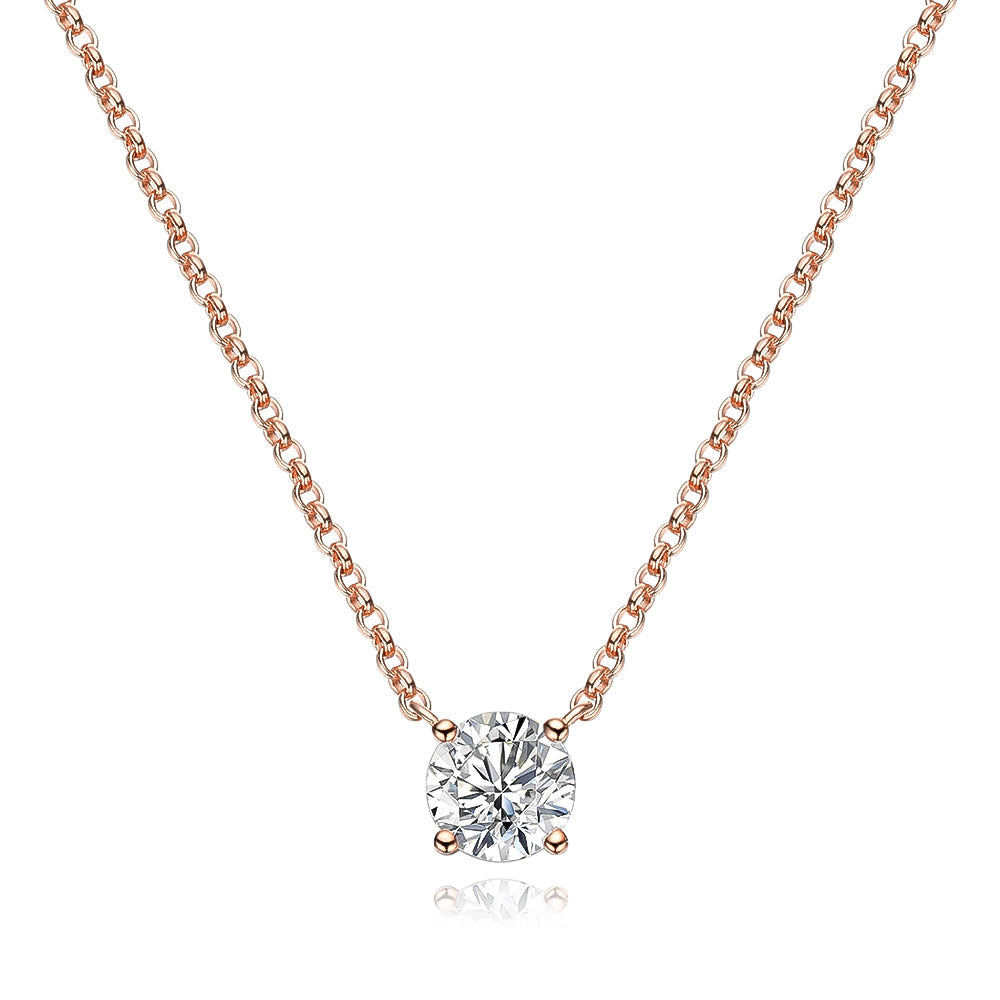 Women's Solitaire Zirconia Pendant Necklace With Cable chain