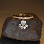 Vintage Cat Paw & Heart Stone Ring