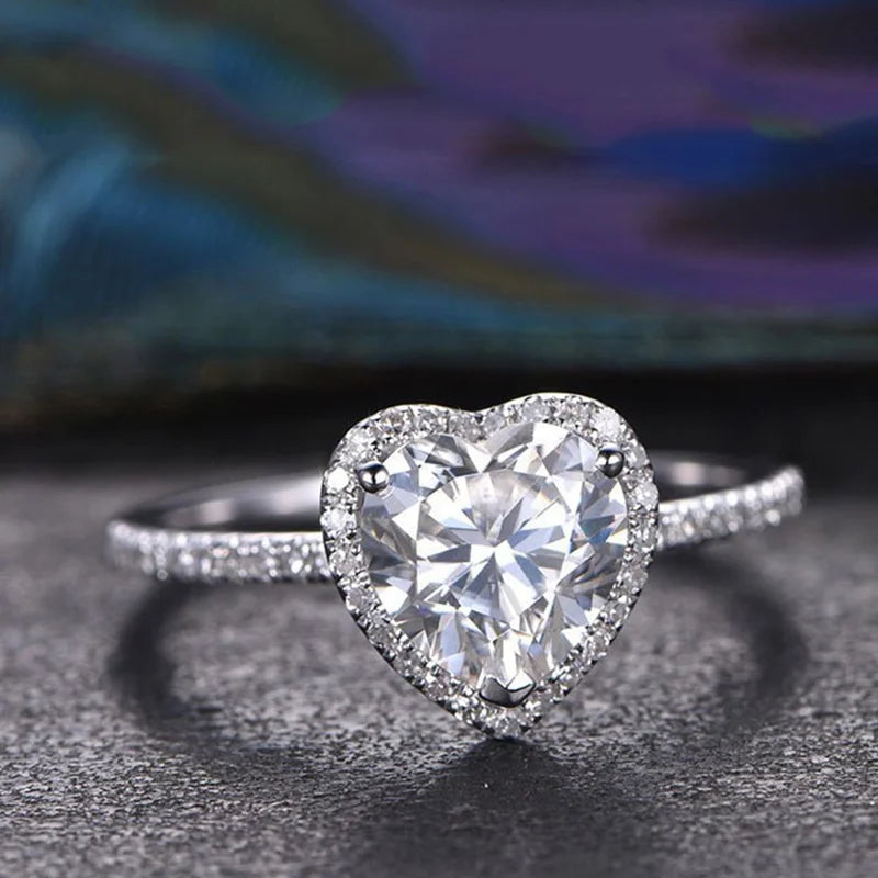 Vintage Silver Heart-Cut Diamond Ring