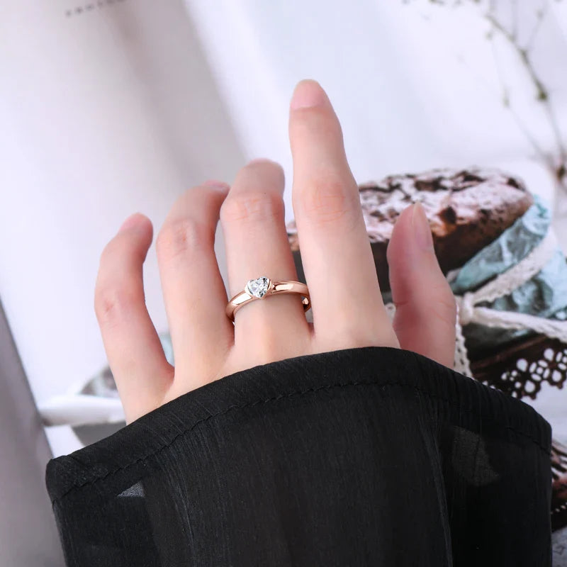 0.5carat Moissanite Engagement Rings for Women Silver  925 Rose Gold Color Heart Shaped Solitaire Diamond Wedding Ring